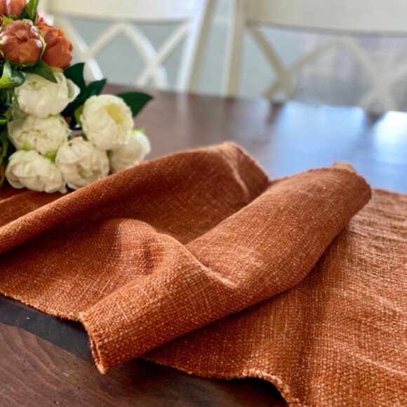 Terracotta Table Runner With Fringe - Picture 3 of 5